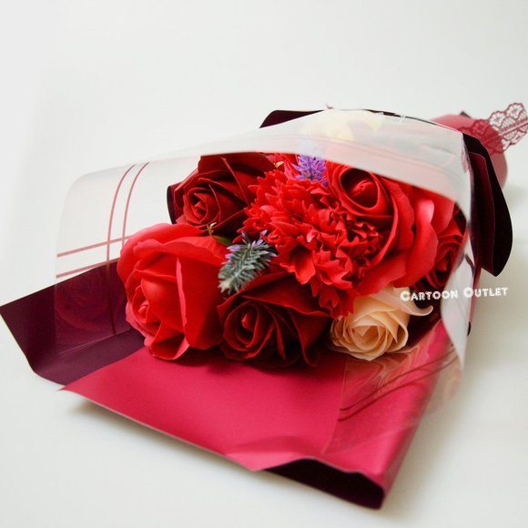 Red Scented Soap Rose Bouquet W/ Gift Box Birthday Gift Valentine Gift - Picture 5 of 9